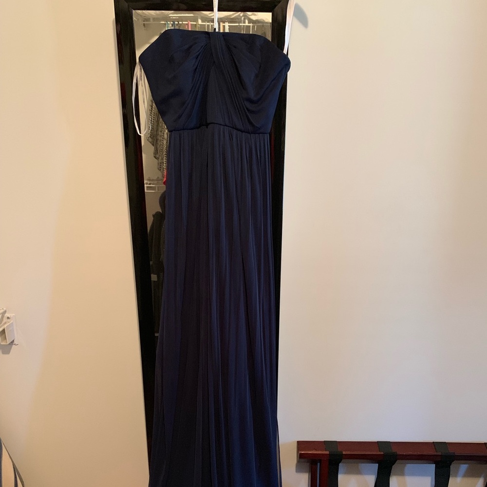 David’s Bridal Long Mesh 6 tie Bridesmaid Dress